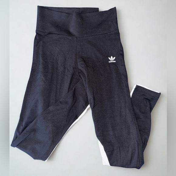 Adidas Black and White High-Waist Leggings - Picture 2 of 4